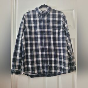 L.L. Bean Navy and White Checkered Shirt